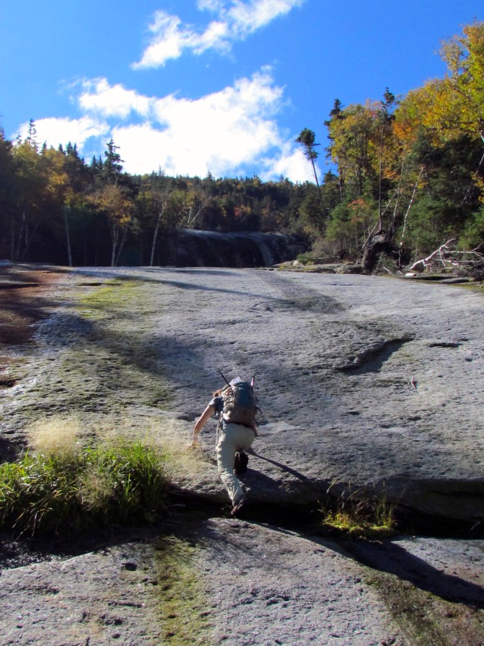 Hiking smooth slab rock section