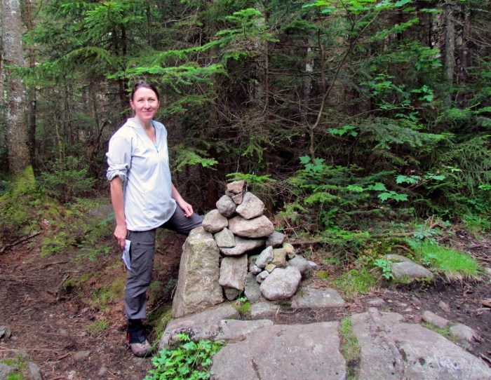 Rock cairn indicating turn to Santanoni