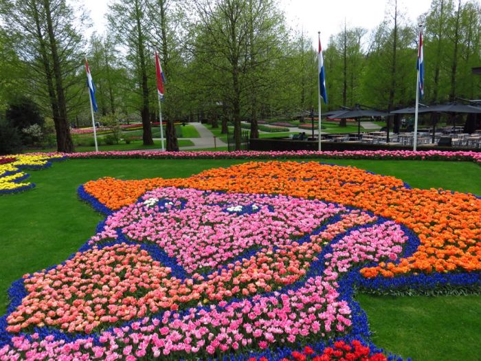 portrait of Van Gogh in tulips