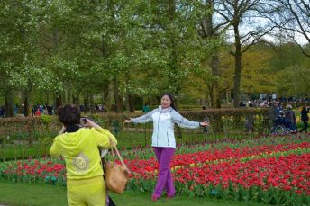 posing for a photo at the Keukenhof