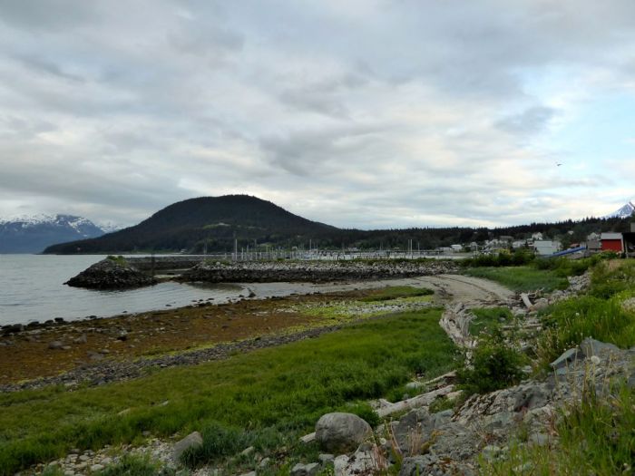 waterfront, shoreline, view from our campsite looking south towards the marina