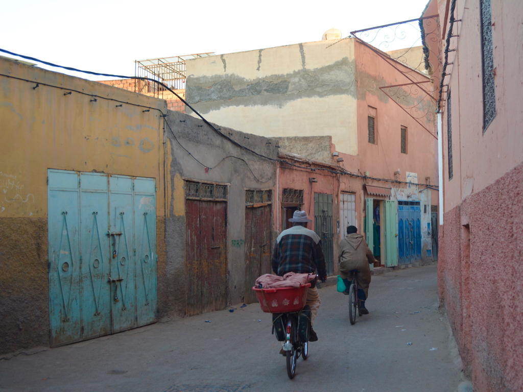 Men bicycling in Marrakesh