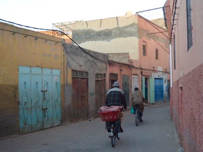 Men bicycling in Marrakesh