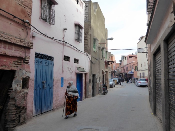 Lady walking the street in Marrakesh